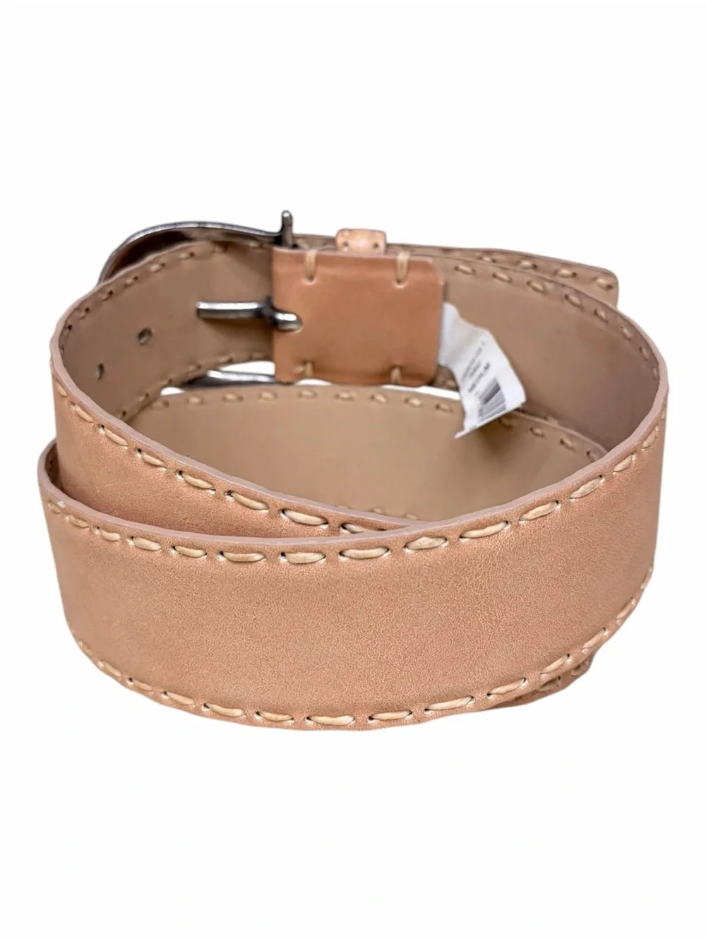 Banana Republic Wide Tan Leather Whipstitch Belt Medium NWT Deadstock Vintage